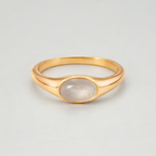18K Gold Plated Moonstone Cabochon Band Ring