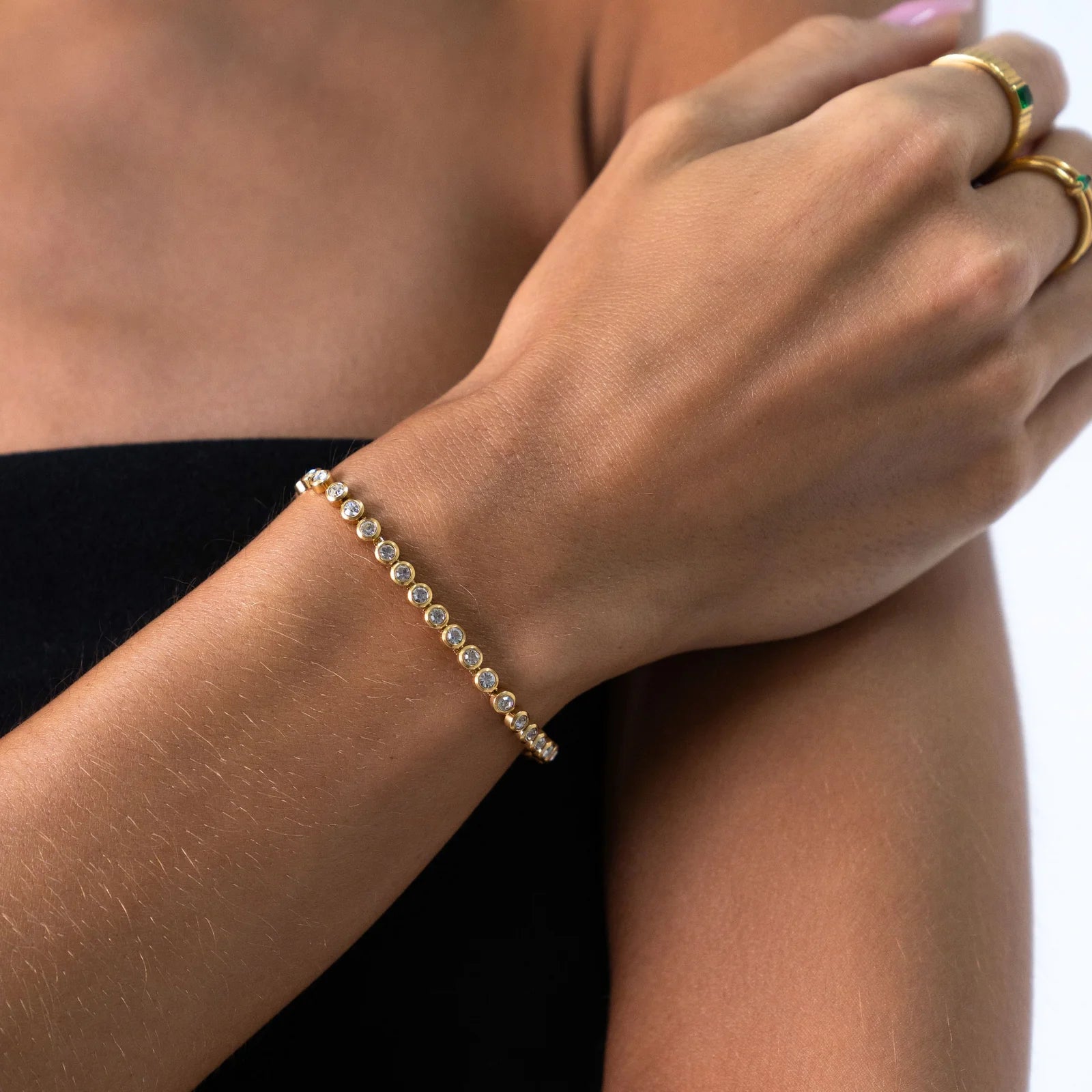 18K Gold Plated Zirconia Tennis Bracelet Waterproof
