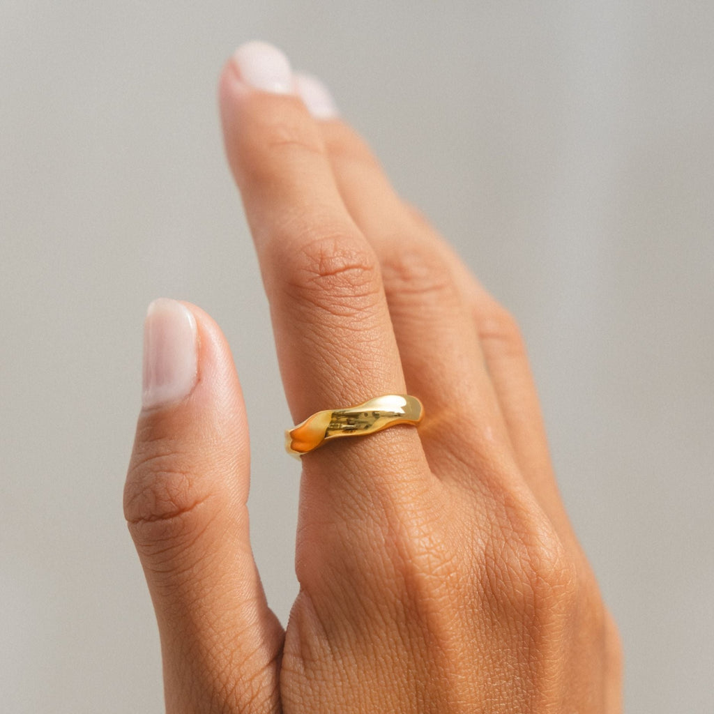 18K Gold Plated Dune Sculptural Band Ring