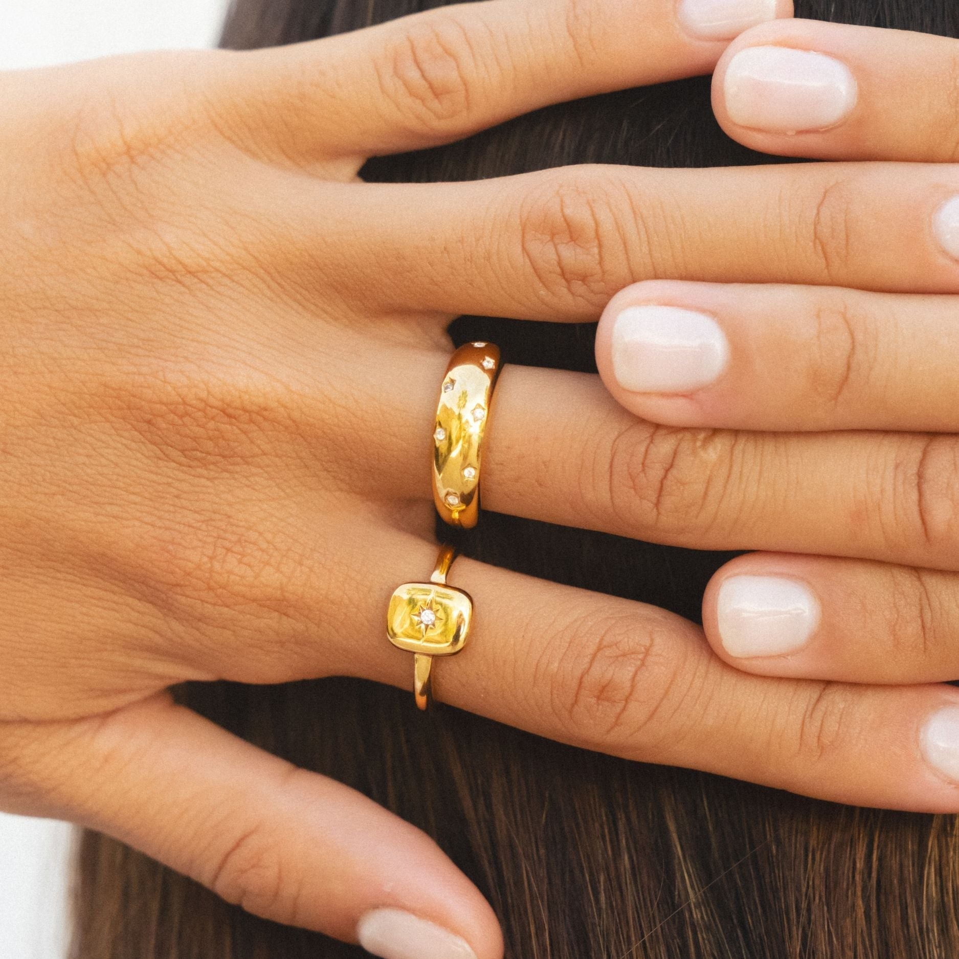 18K Gold Plated Starlight Moonstone Band Ring