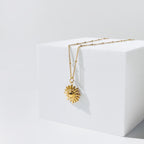 18K Gold Plated Sun Pendant Necklace Waterproof