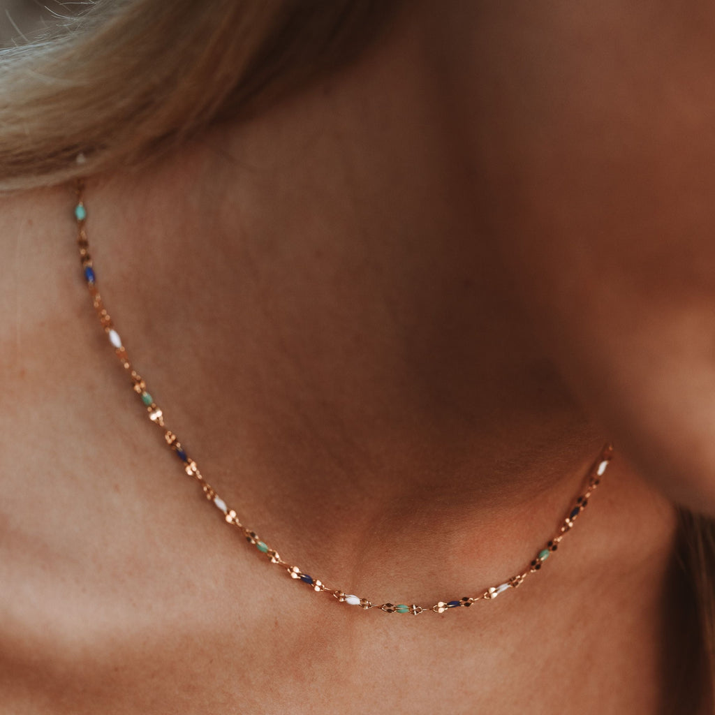 18K Gold Plated Blue Enamel Mykonos Choker Necklace