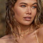 18K Gold Plated Blue Enamel Mykonos Choker Necklace