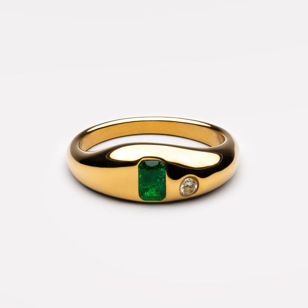 18K Gold Plated Verdra Green Stone Ring