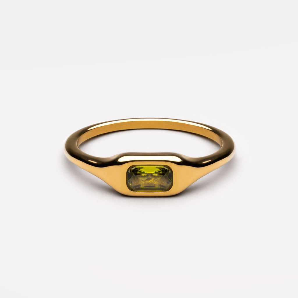 18K Gold Plated Laguna Green Zircon Stone Ring