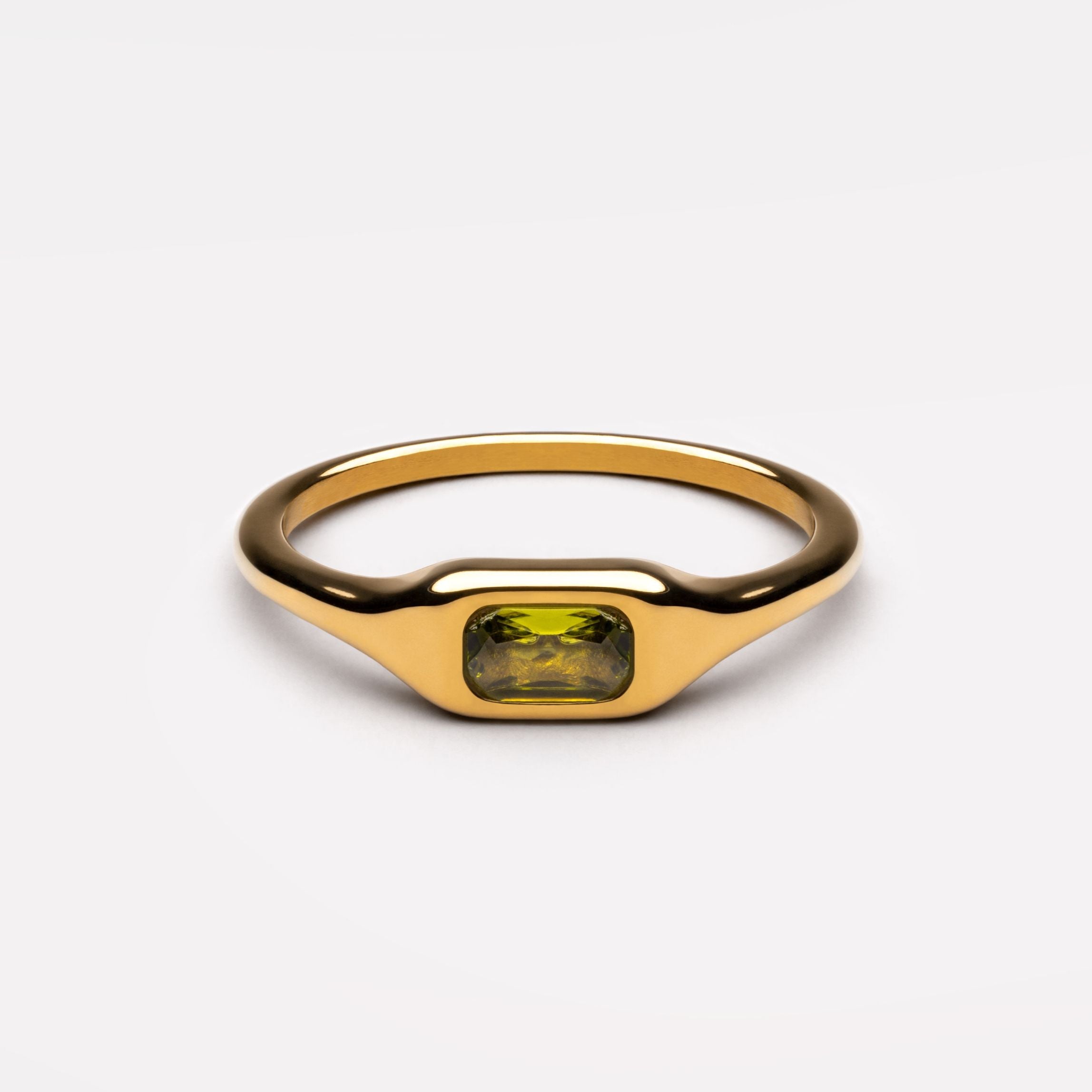 18K Gold Plated Laguna Green Zircon Stone Ring