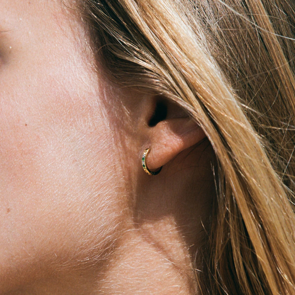 18K Gold Plated Green Crystal Oasis Hoop Earrings