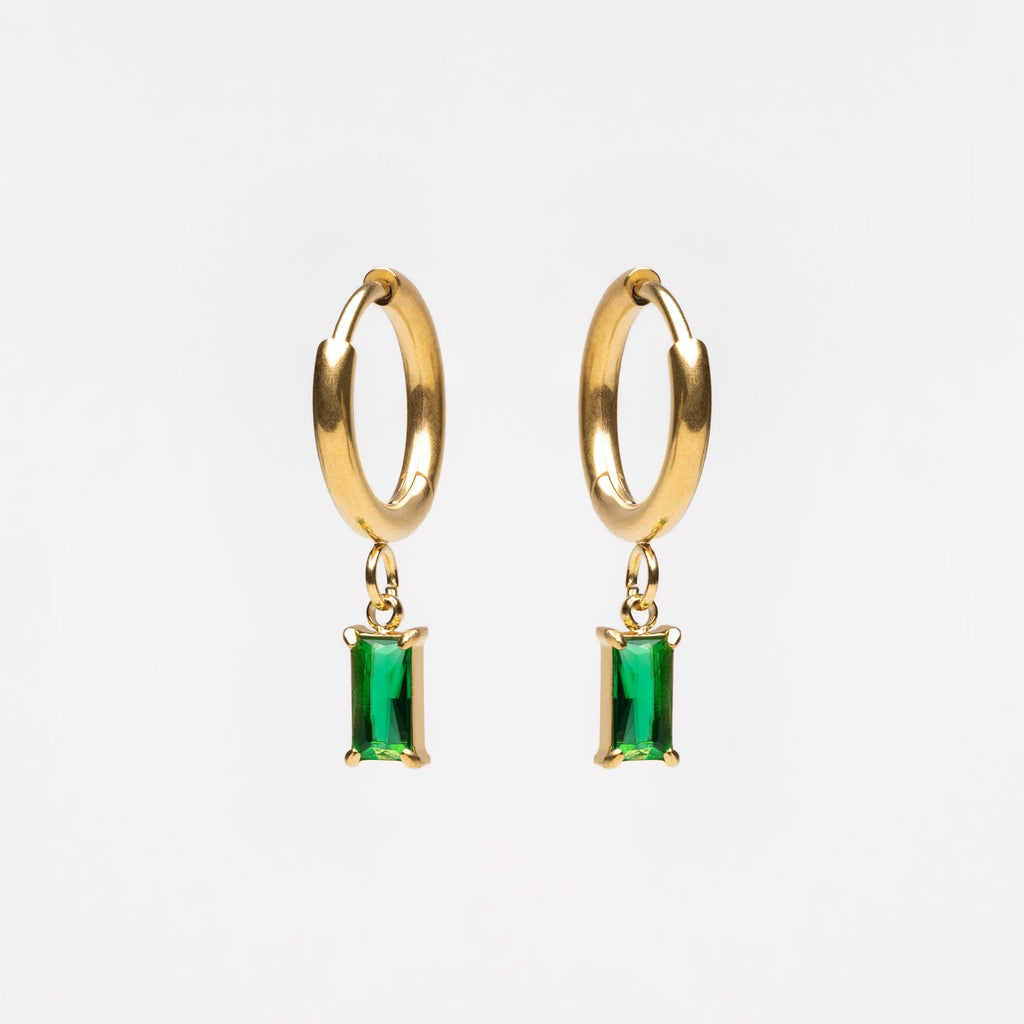 18K Gold Plated Green Zircon Hoop Earrings Ocean