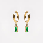 18K Gold Plated Green Zircon Hoop Earrings Ocean