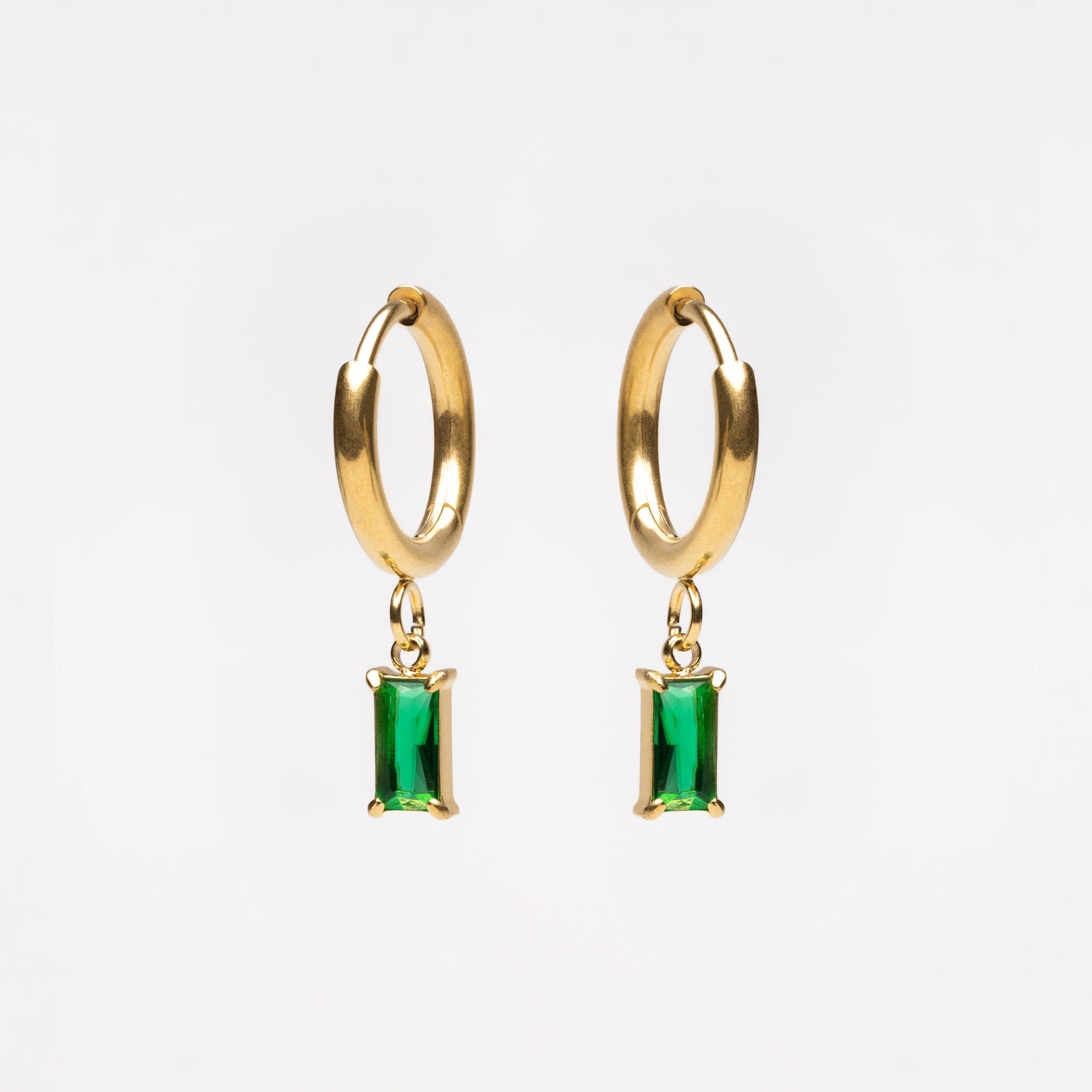 18K Gold Plated Green Zircon Hoop Earrings Ocean