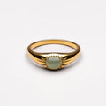 18K Gold Plated Oasis Jade Stone Ring Waterproof