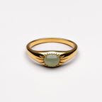 18K Gold Plated Oasis Jade Stone Ring Waterproof