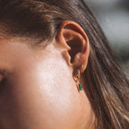 18K Gold Plated Green Zircon Hoop Earrings Ocean