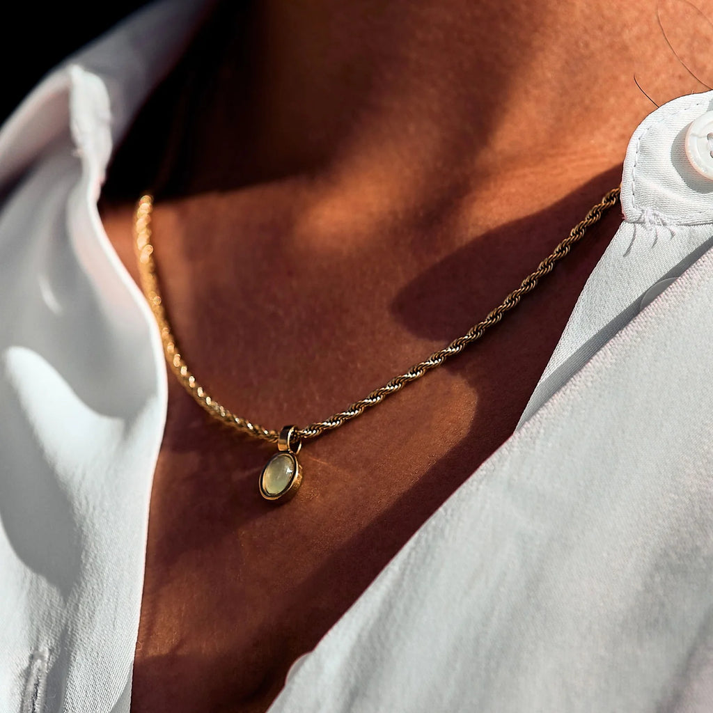 18K Gold Plated Green Aventurine Pendant Necklace