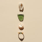18K Gold Plated Oasis Jade Stone Ring Waterproof