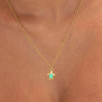 18K Gold Plated Opal Sea Turtle Pendant Necklace Waterproof