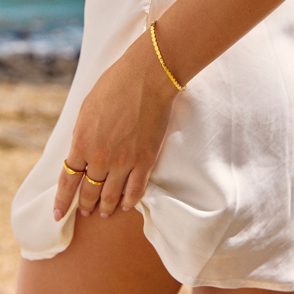 18K Gold Plated Sunrise Half-Sun Stackable Ring