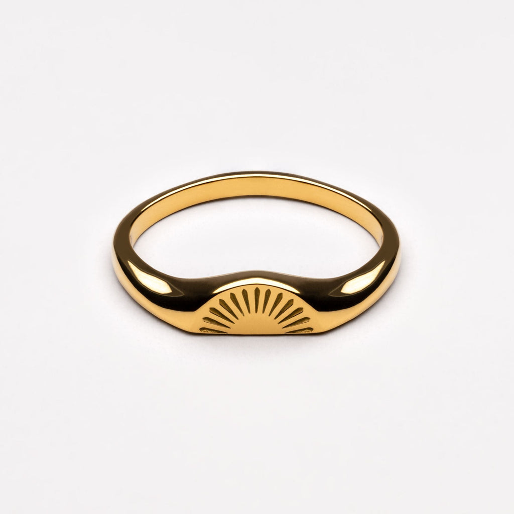 18K Gold Plated Sunrise Half-Sun Stackable Ring