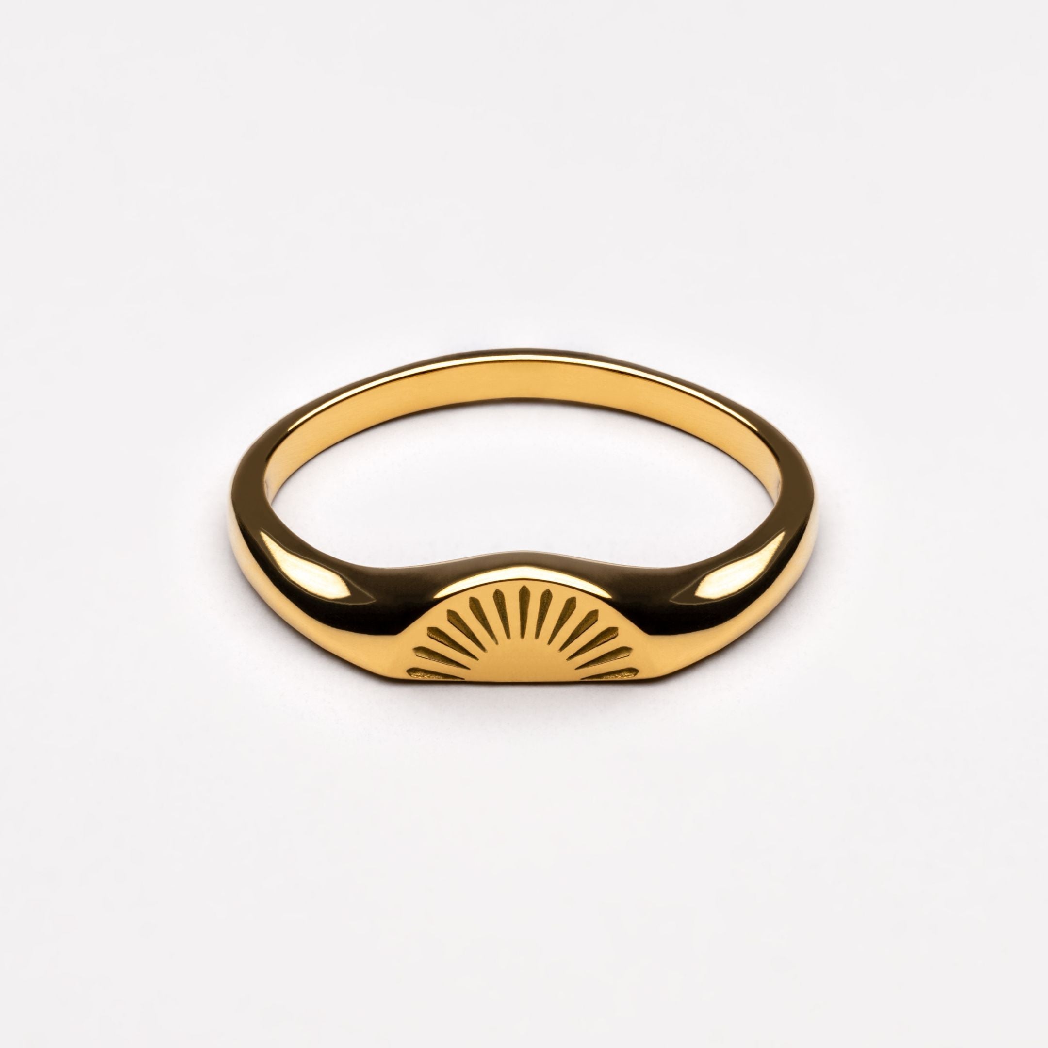 18K Gold Plated Sunrise Half-Sun Stackable Ring