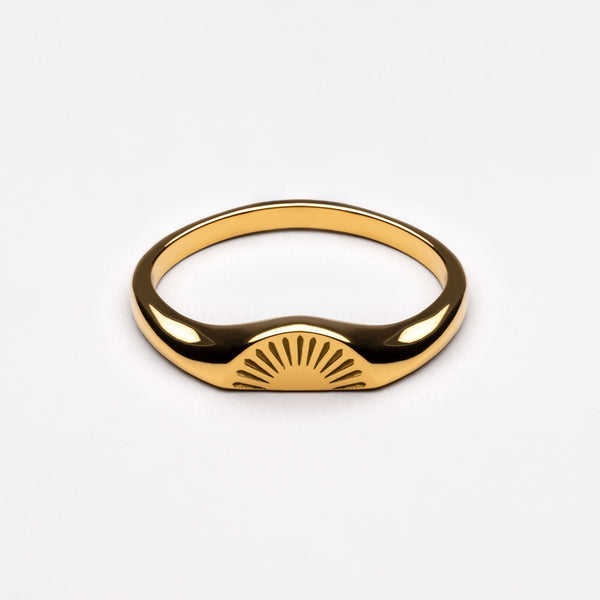 18K Gold Plated Sunrise Half-Sun Stackable Ring