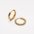 18K Gold Plated Hammered Hoop Earrings Huggie