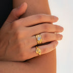 18K Gold Plated Odyssey Hammered White Zircon Ring