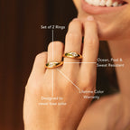 18K Gold Plated Harmony Zircon Ring Set of 2
