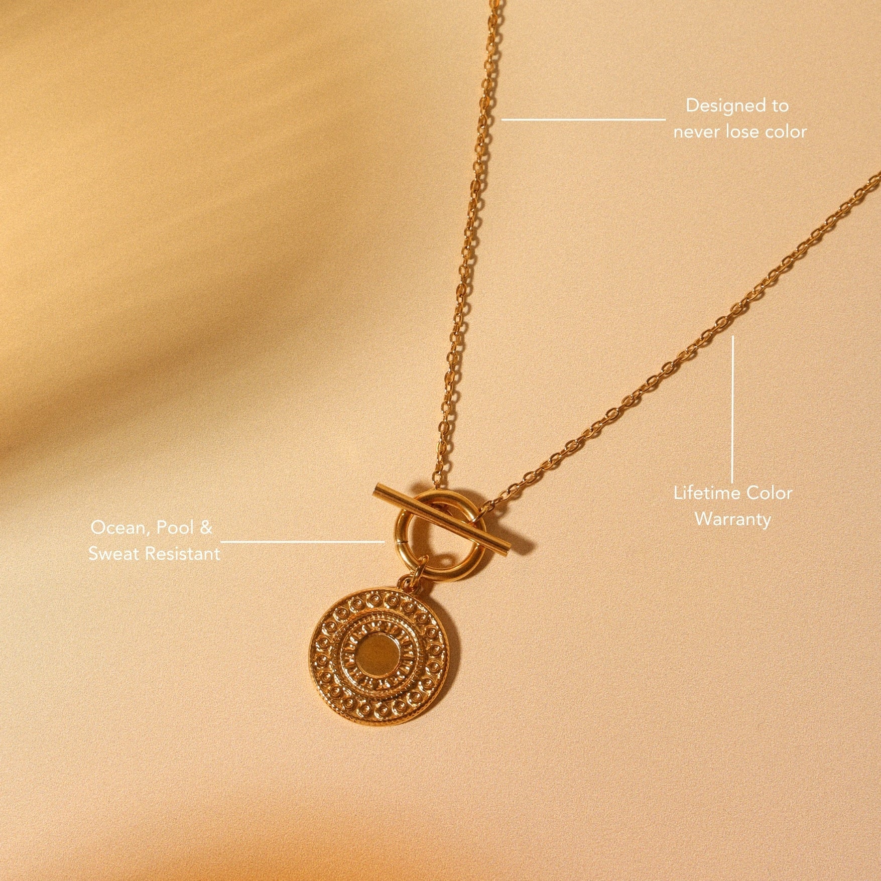 18K Gold Plated Helios Sun Pendant Necklace Waterproof