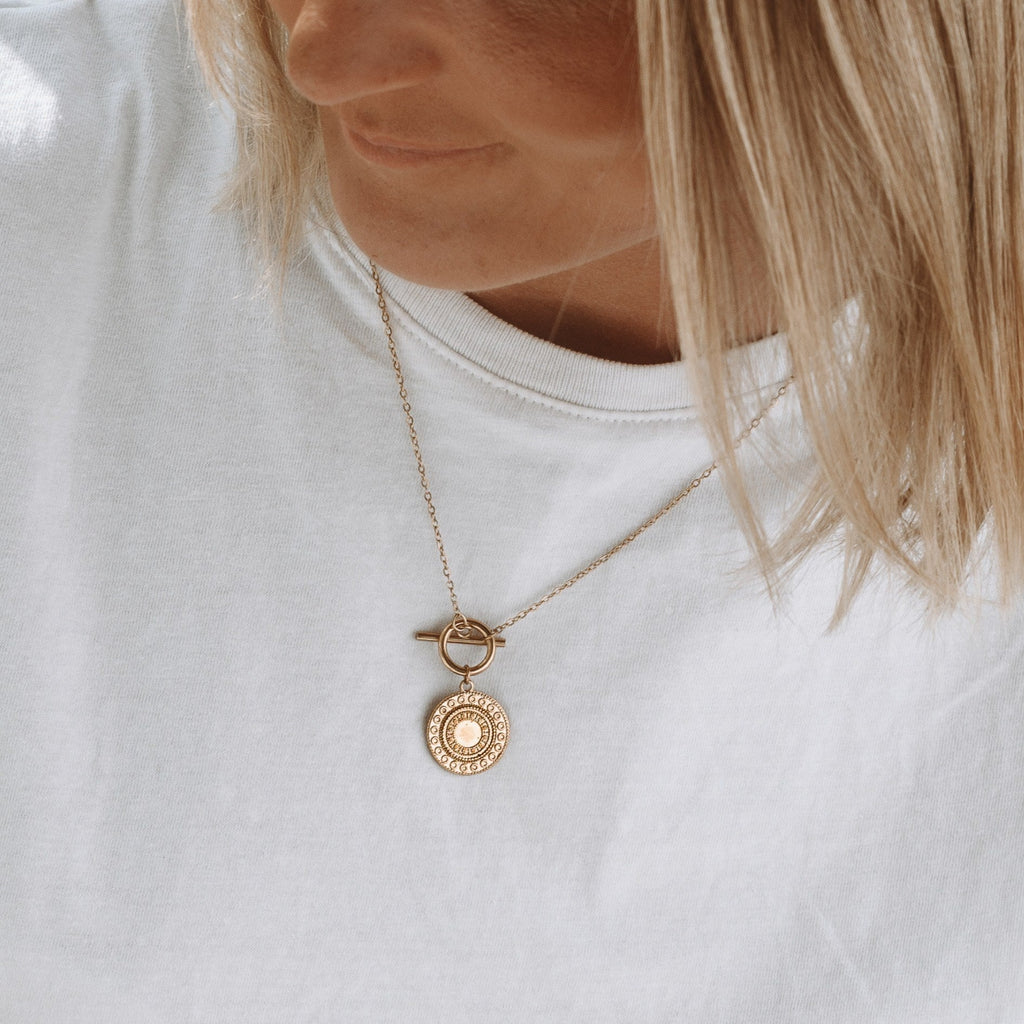 18K Gold Plated Helios Sun Pendant Necklace Waterproof