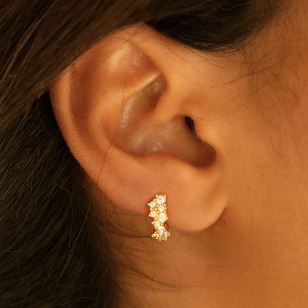 18K Gold Plated White Zircon Starlight Huggie Hoops