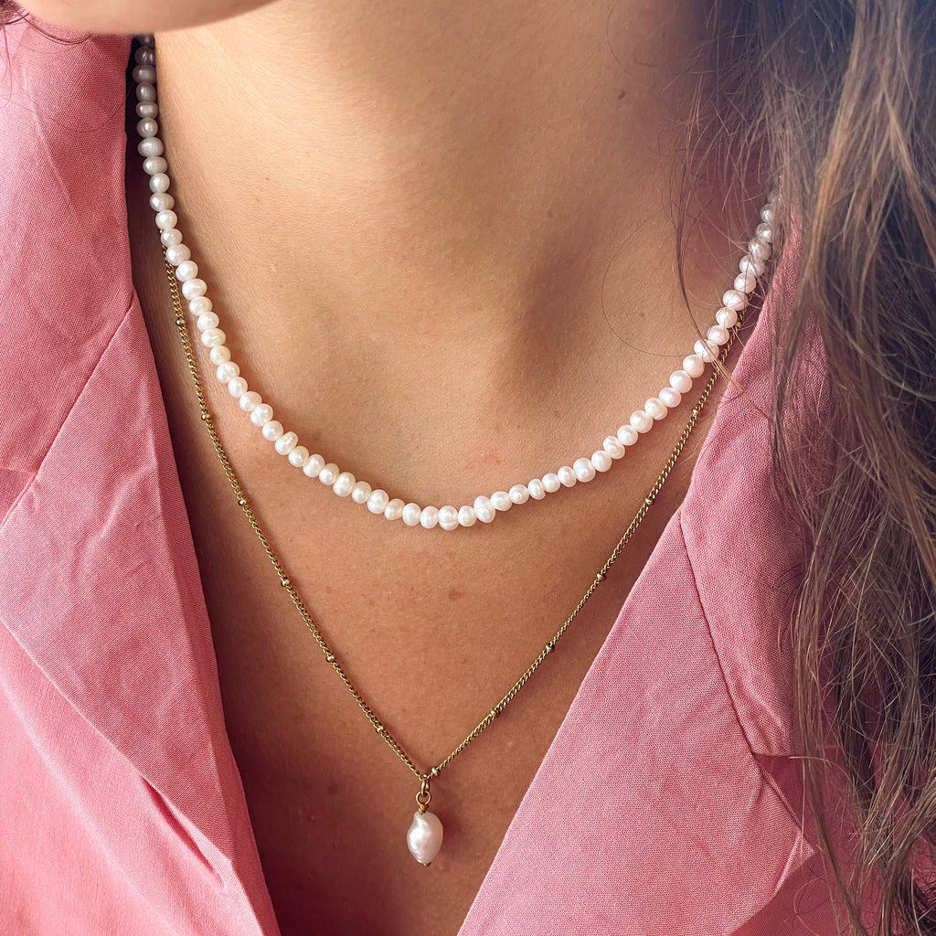18K Gold Plated Mini Freshwater Pearl Choker Necklace