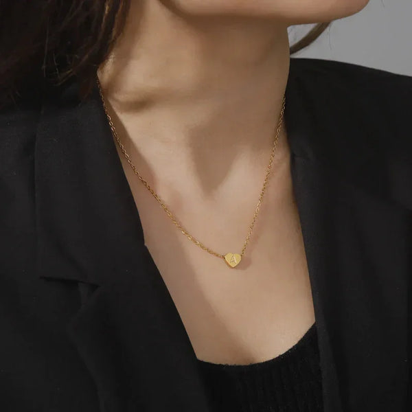 Amélie Heart Initial Gold Necklace