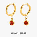 18K Gold Plated Birthstone Charm Huggie Hoop Earrings