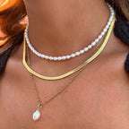 Herringbone, Pearl Choker & Baroque Pendant 3-Piece Bundle Set