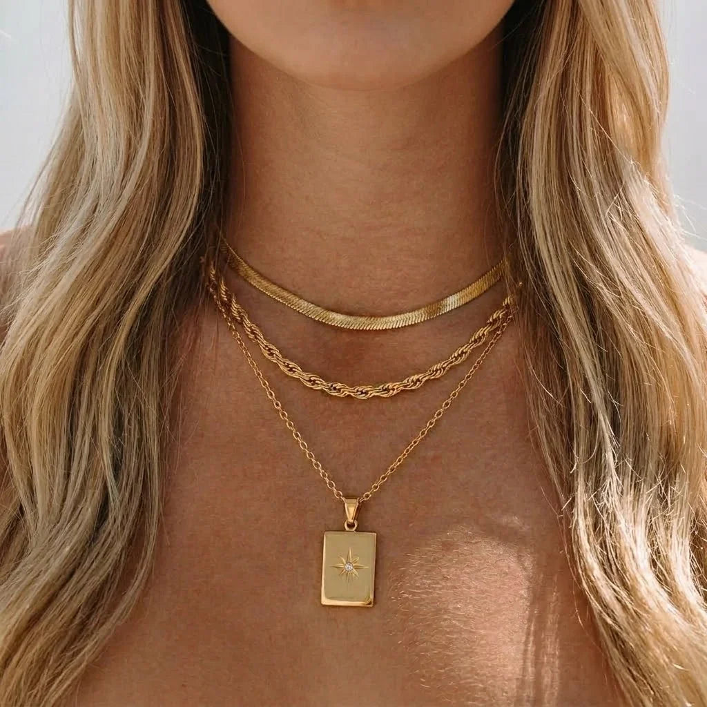 Aurelia Triple Layered Gold Necklace