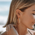 18K Gold Plated Bold Twisted Statement Hoop Earrings