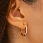 18K Gold Plated Large Pavé Crystal Statement Hoops