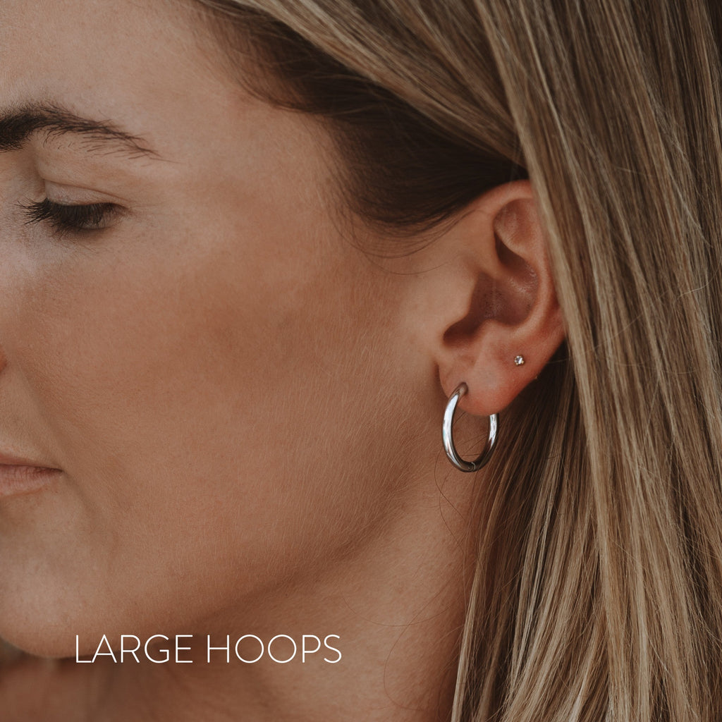 18K Gold Plated Classic Hoop Earrings 3 Sizes