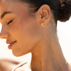 18K Gold Plated Laurel Leaf Hoop Earrings