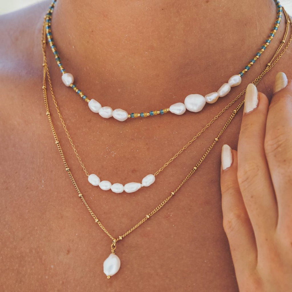 18K Gold Plated Dainty Freshwater Pearl Necklace