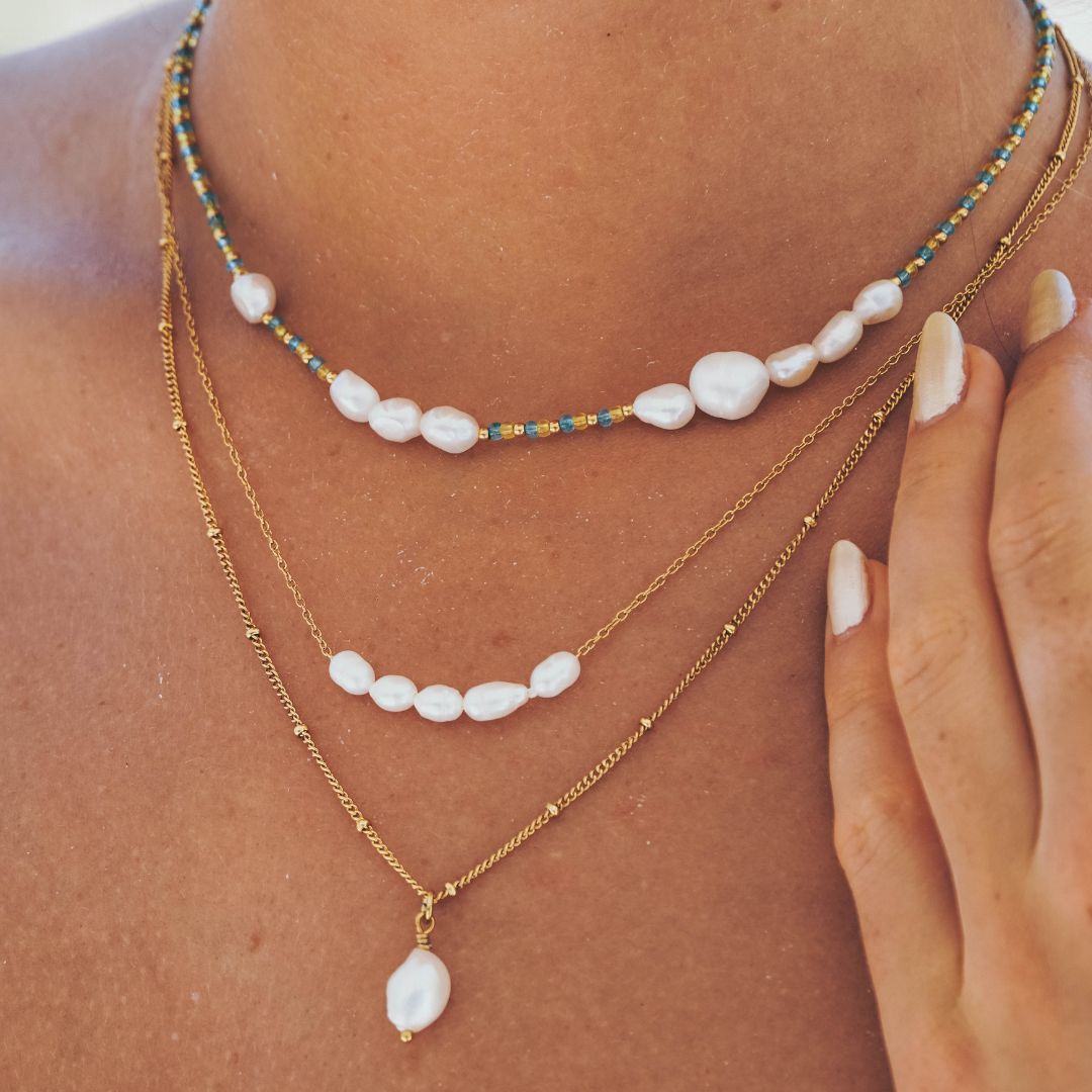 18K Gold Plated Dainty Freshwater Pearl Necklace