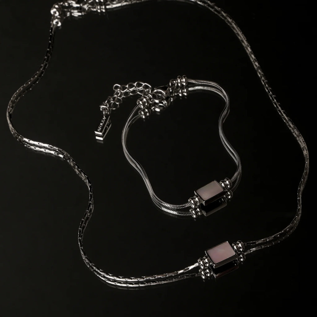 18K Gold Plated Mother of Pearl Rectangle Pendant Necklace