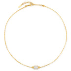 18K Gold Plated Mother of Pearl Rectangle Pendant Necklace