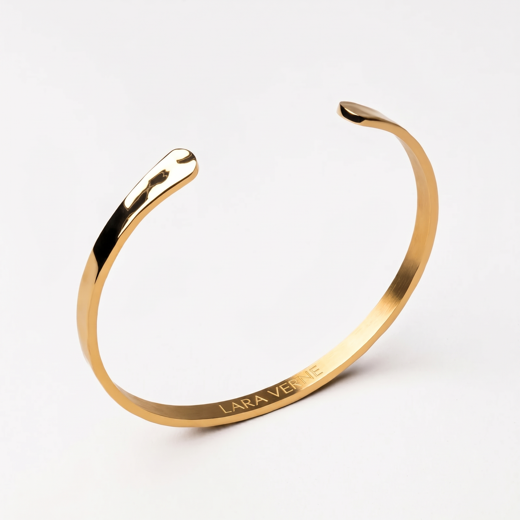 18K Gold Plated Hammered Cuff Bracelet Adjustable Bangle
