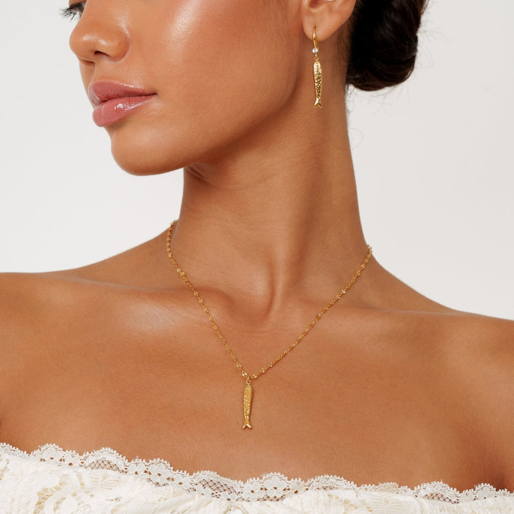 18K Gold Plated Lucky Fish Pendant Necklace