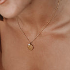 18K Gold Plated Hammered Medallion Coin Pendant Necklace