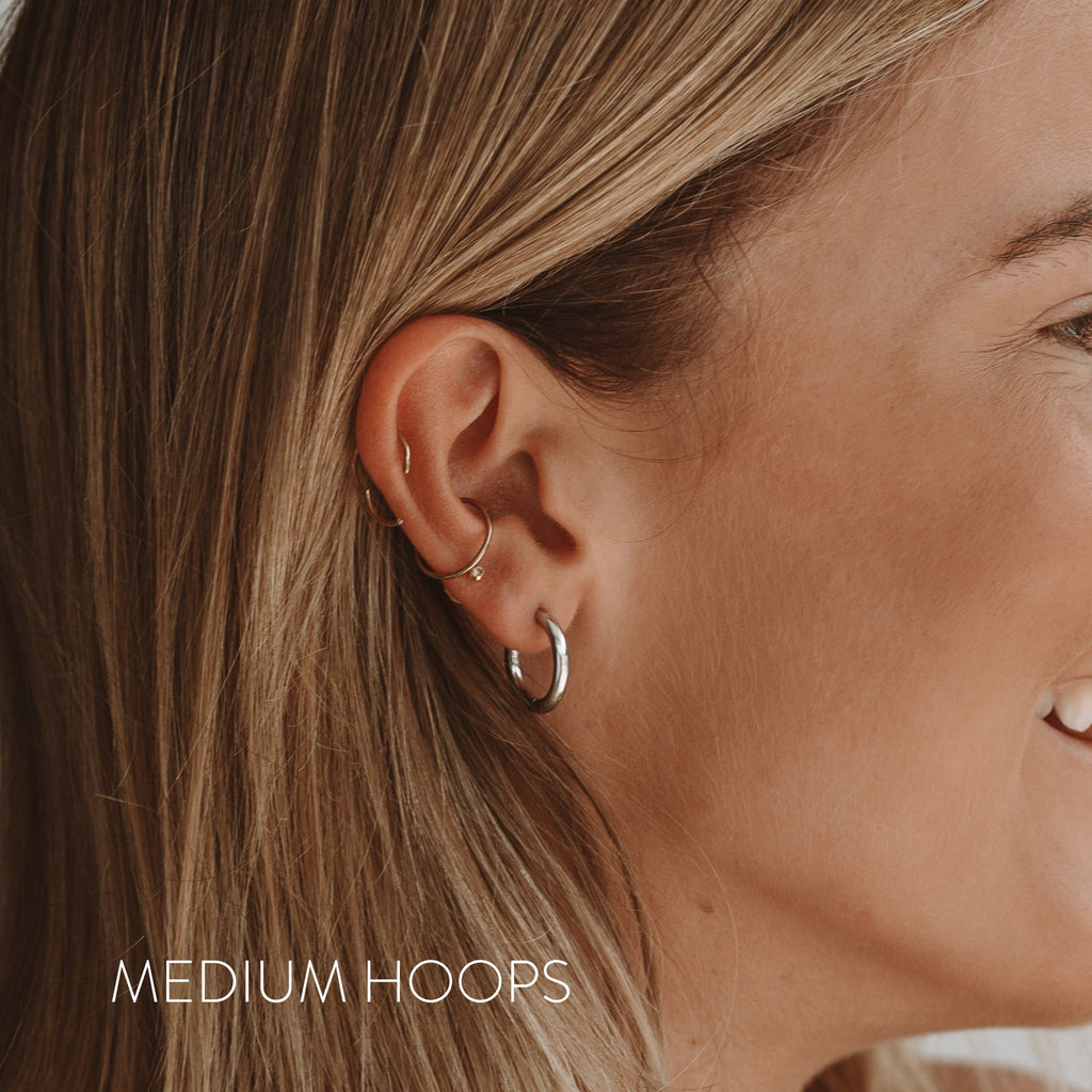18K Gold Plated Classic Hoop Earrings 3 Sizes