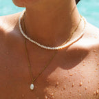 18K Gold Plated Mini Freshwater Pearl Choker Necklace