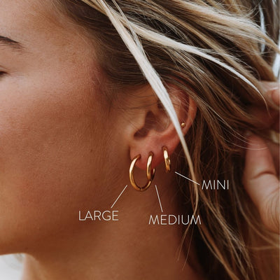 18K Gold Plated Classic Hoop Earrings 3 Sizes