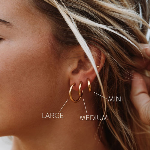 18K Gold Plated Classic Hoop Earrings 3 Sizes